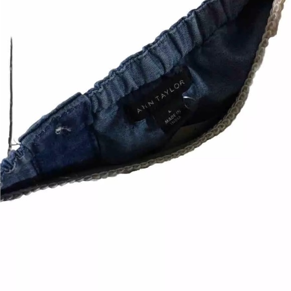 Ann Taylor Denim Off The Shoulder Cotton Blouse Size Large - Picture 5 of 9